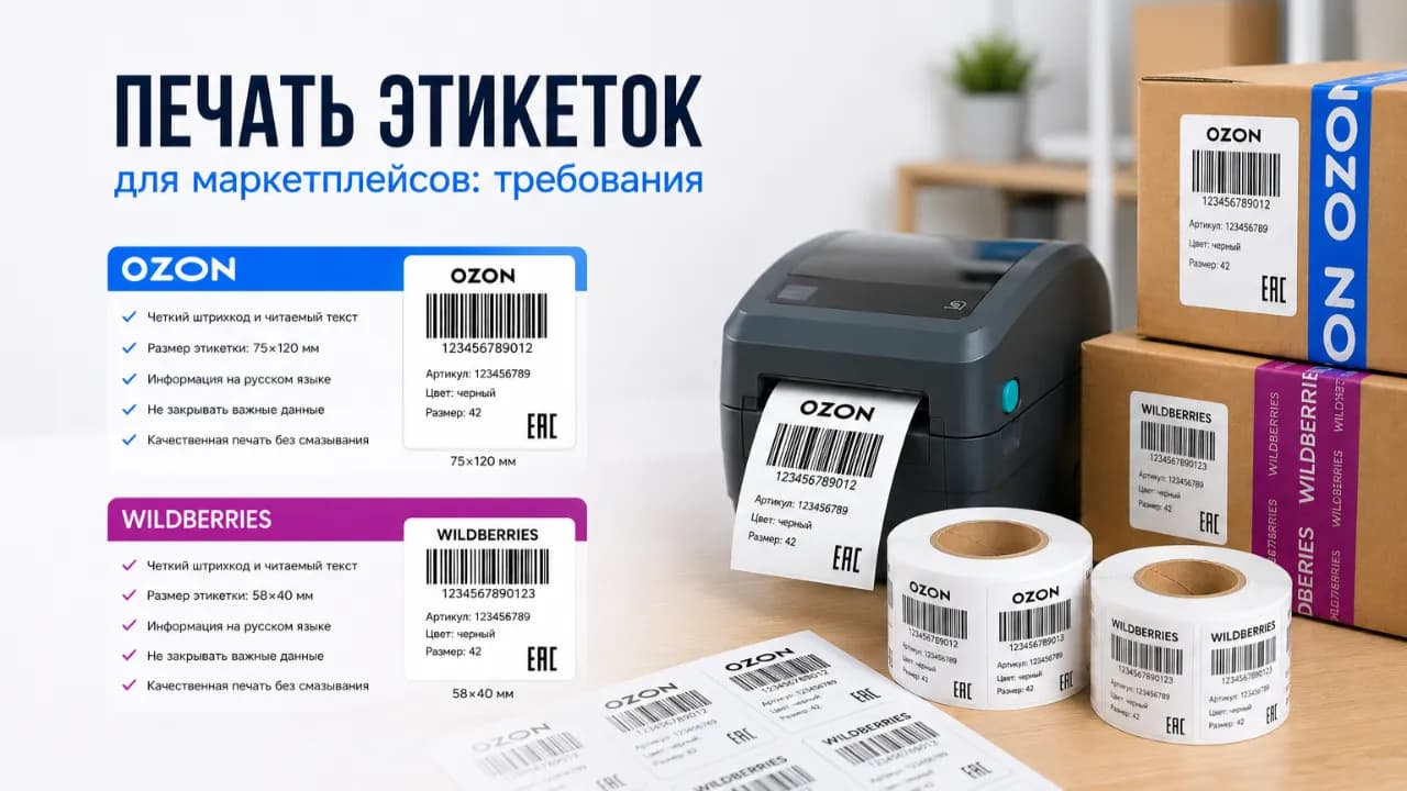 Печать этикеток для маркетплейсов: требования Ozon и Wildberries