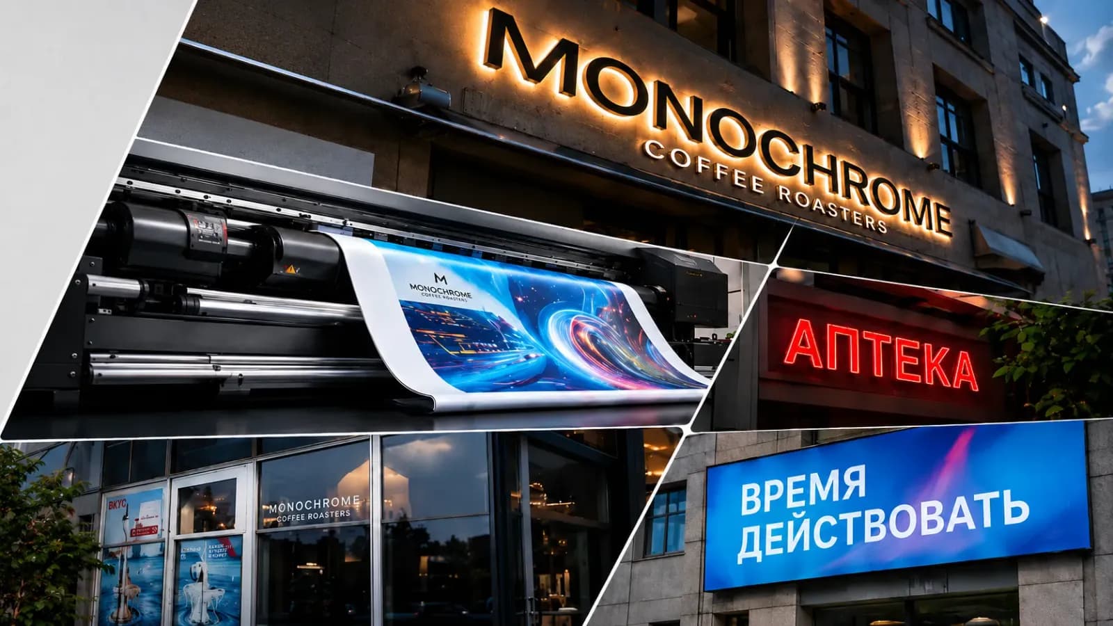 Продукция РПК АДФ — световые буквы, УФ-печать, баннеры, этикетки